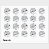 Kat- en muispatroon grijs ronde sticker (Vel)
