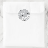 Kat- en muispatroon grijs ronde sticker (Tas)