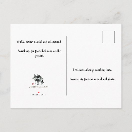 Kat- en muissomschilderij uitnodiging briefkaart (Achterkant)