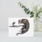 Kat- en muissomschilderij uitnodiging briefkaart (Staand voorkant)