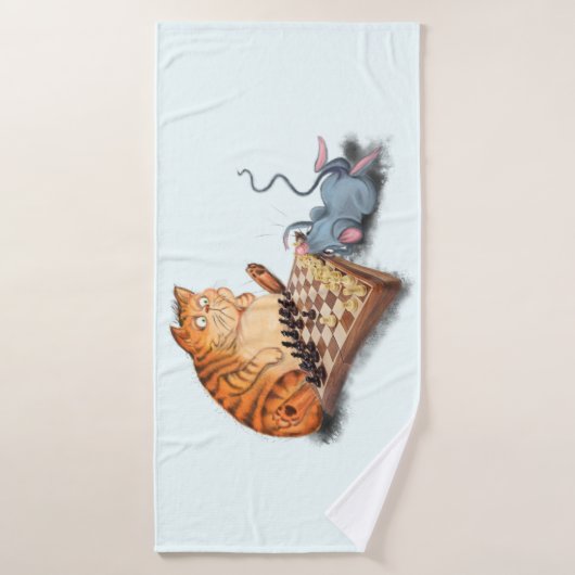 Kat- en muisspatbord voor Cartoon Badhanddoek (Badhanddoek)