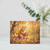 Kat en Muizen Bos Winter Vergadering Briefkaart (Staand voorkant)