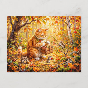 Kat en Muizen Bos Winter Vergadering Briefkaart