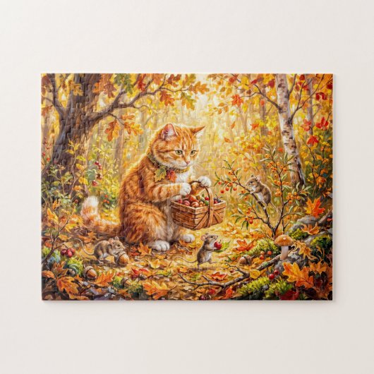 Kat en Muizen Bos Winter Vergadering Legpuzzel (Horizontaal)