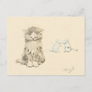 Kat en muizen briefkaart