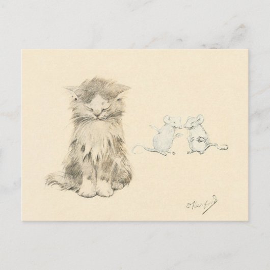 Kat en muizen briefkaart (Voorkant)