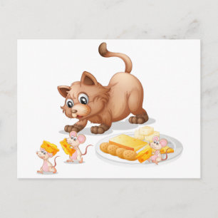 Kat en muizen briefkaart