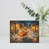 Kat en Muizen Halloween Stadswandeling Briefkaart (Staand voorkant)