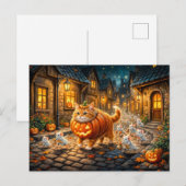 Kat en Muizen Halloween Stadswandeling Briefkaart (Voorkant / Achterkant)