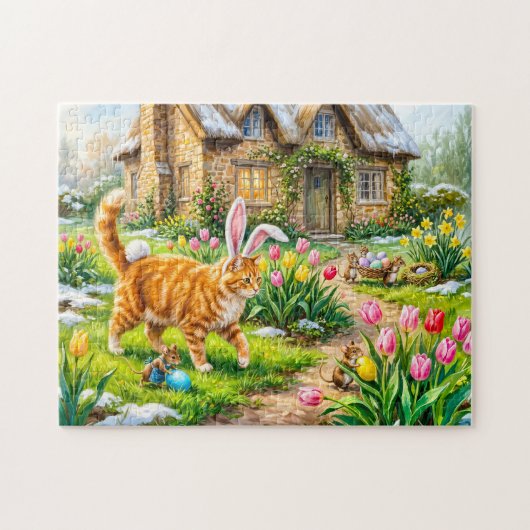 Kat en Muizen Paaseieren Scene Legpuzzel (Horizontaal)