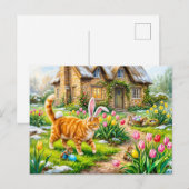 Kat en Muizen Pasen Eieren Scene Briefkaart (Voorkant / Achterkant)