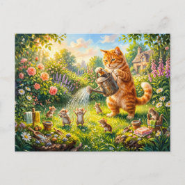 Kat en Muizen Tuin Waterpret Briefkaart