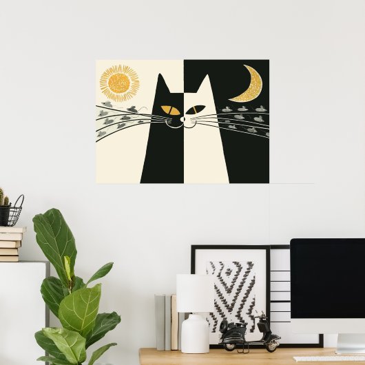 Kat- en muizenretro Vintage-poster Poster (Thuiskantoor)