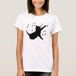 Kat- en muzieknotities in Silhouette T-shirt