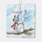 Kat en Naughty-muis met kerstversiering Keramisch Ornament (Links)