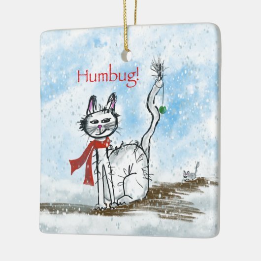 Kat en Naughty-muis met kerstversiering Keramisch Ornament (Links)
