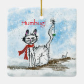 Kat en Naughty-muis met kerstversiering Keramisch Ornament (Achterkant)