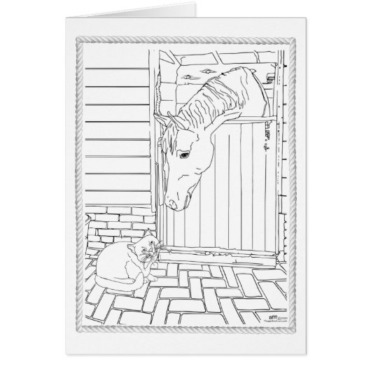 Kat en paard in Barn (Voorkant)