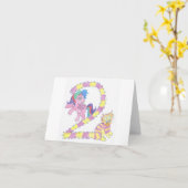Kat en paard kaart voor een tweejarige (Gele Bloem)