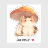 Kat en paddenstoel Sticker (Vel)