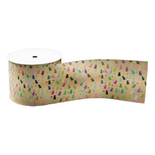 Kat- en padpatroon grosgrain lint