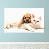 Kat en papaver canvas afdruk (Insitu (Houten vloer))