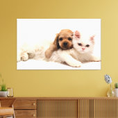 Kat en papaver canvas afdruk (Insitu (Woonkamer))