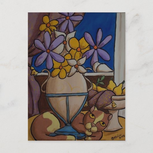 Kat en peren briefkaart (Voorkant)