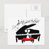 Kat en piano briefkaart (Voorkant / Achterkant)