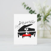 Kat en piano briefkaart (Staand voorkant)