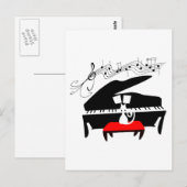 Kat en piano briefkaart (Voorkant / Achterkant)