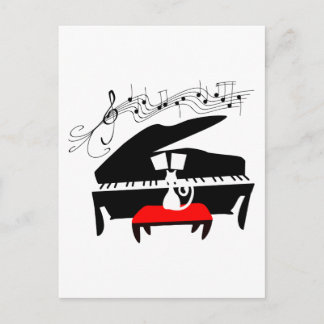 Kat en piano briefkaart