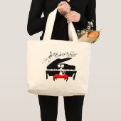 Kat en piano grote tote bag (Voorkant (product))