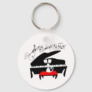 Kat en piano sleutelhanger