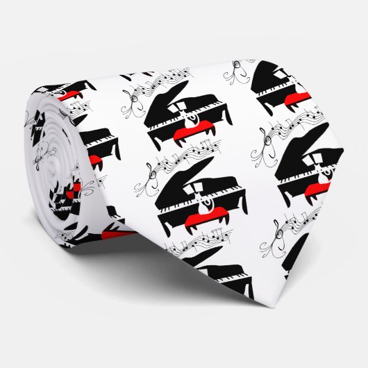 Kat en piano stropdas (Opgerold)