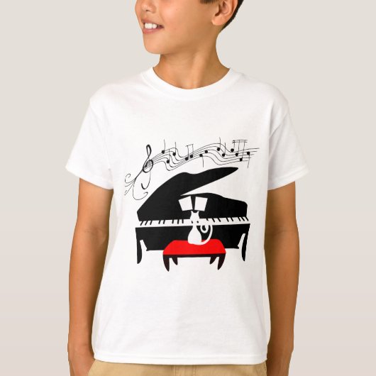 Kat en piano t-shirt (Voorkant)
