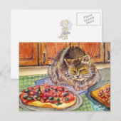 Kat en Pizza Briefkaart (Voorkant / Achterkant)