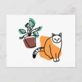 Kat en plant briefkaart (Voorkant)