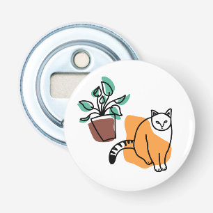 Kat en plant button flesopener
