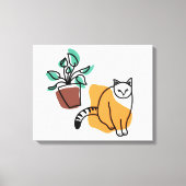 Kat en plant canvas afdruk (Voorkant)