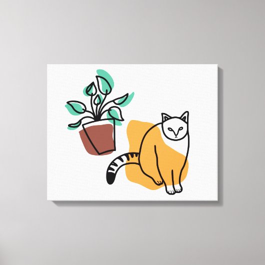 Kat en plant canvas afdruk (Voorkant)