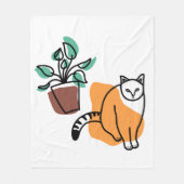 Kat en plant fleece deken (Voorkant)