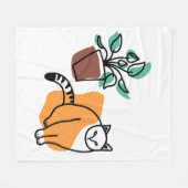 Kat en plant fleece deken (Voorkant (Horizontaal))