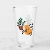 Kat en plant glas (Achterkant)