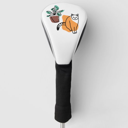 Kat en plant golfheadcover (Voorkant)
