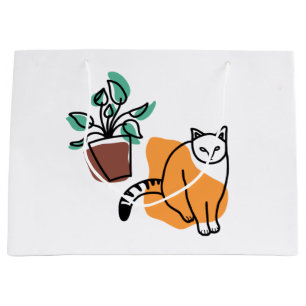 Kat en plant groot cadeauzakje