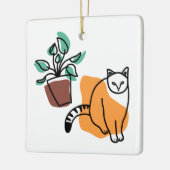 Kat en plant keramisch ornament (Links)