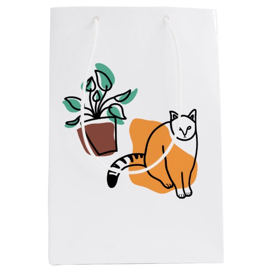 Kat en plant medium cadeauzakje (Voorkant)