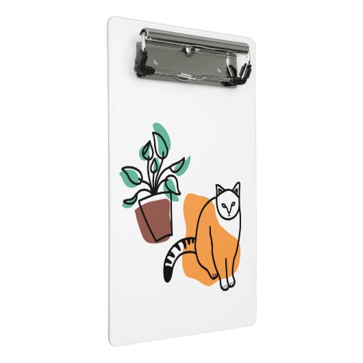 Kat en plant mini klembord (Schuin)