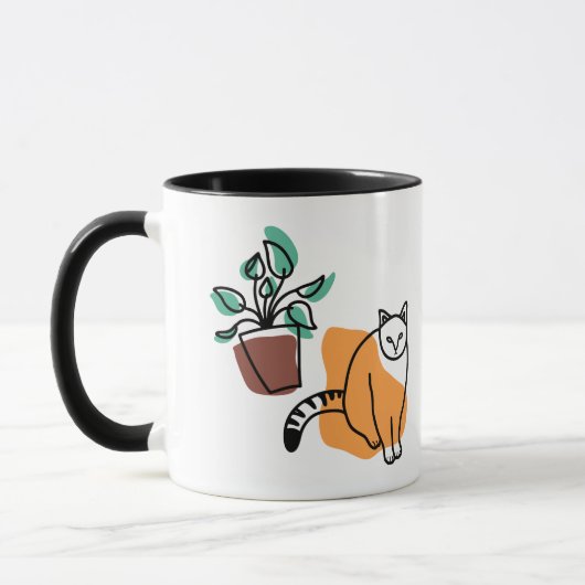 Kat en plant mok (Links)